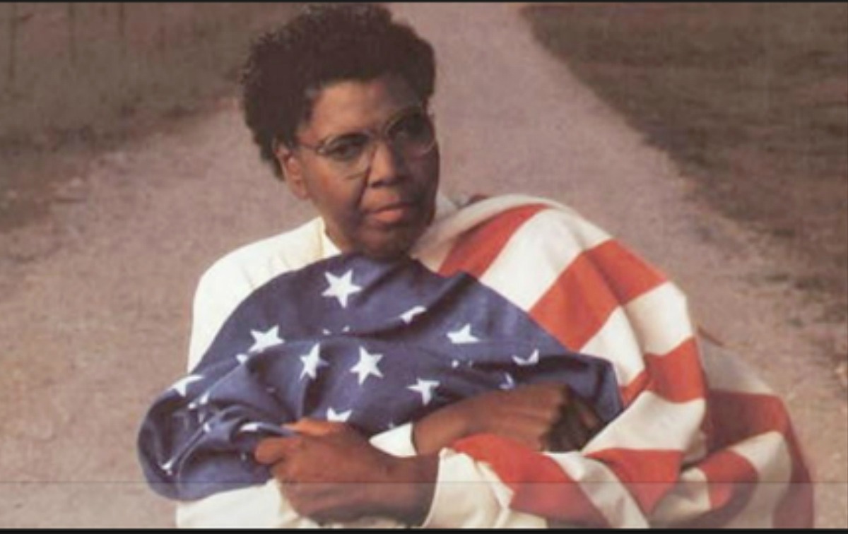 Barbara Jordan Holding American Flag